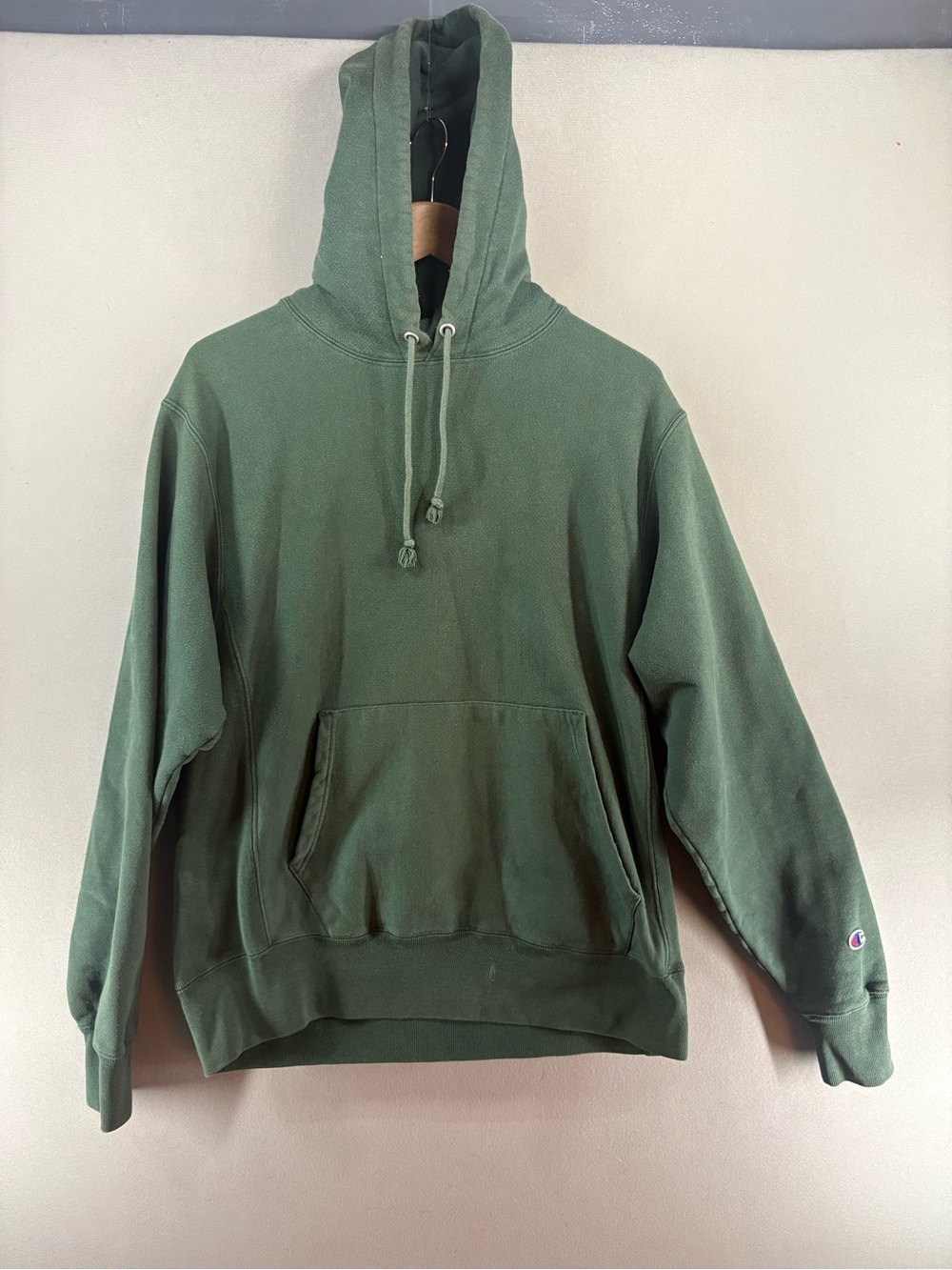 Champion Reverse Weave Hoodie Sweatshirt Green Pullover Retro Green Medium